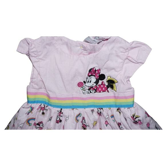 Disney Baby Minnie Mouse Pastel Pink Dress + Matching Bow Headband — Size 3–6M - Picture 3 of 8